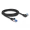 Delock RJ45 hálózati kábel Cat.6A S/FTP egyenes / balra hajló 2 m fekete (80219)