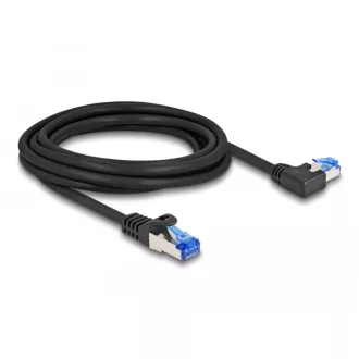   Delock RJ45 hálózati kábel Cat.6A S/FTP egyenes / balra hajló 3 m fekete (80220)