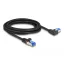 Delock RJ45 hálózati kábel Cat.6A S/FTP egyenes / balra hajló 3 m fekete (80220)
