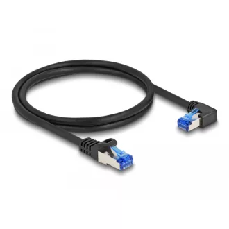   Delock RJ45 hálózati kábel Cat.6A S/FTP egyenes / jobbra hajló 1 m fekete (80222)