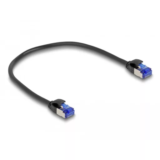 Delock RJ45 hálózati kábel Cat.6A S/FTP vékony 0,25 m fekete (80225)