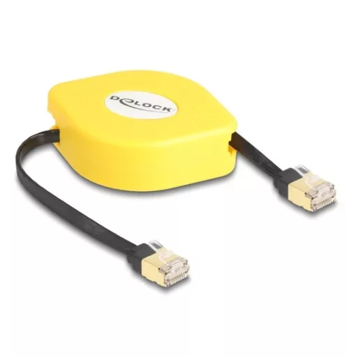 Delock RJ45 kihúzhatós kábel Cat.6A STP 1,5 m fekete / sárga (80239)