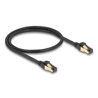   Delock RJ45 hálózati kábel Cat.6A apa - apa S/FTP fekete 50 cm - Cat.7 nyers kábellel, mely alkalmas bel- és kültéri használatra (80247)