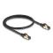 Delock RJ45 hálózati kábel Cat.6A apa - apa S/FTP fekete 50 cm - Cat.7 nyers kábellel, mely alkalmas bel- és kültéri használatra (80247)