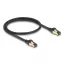 Delock RJ45 hálózati kábel Cat.6A apa - apa S/FTP fekete 50 cm - Cat.7 nyers kábellel, mely alkalmas bel- és kültéri használatra (80247)