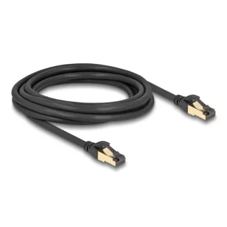   Delock RJ45 hálózati kábel Cat.6A apa - apa S/FTP fekete 3 m - Cat.7 nyers kábellel, mely alkalmas bel- és kültéri használatra (80250)