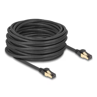   Delock RJ45 hálózati kábel Cat.6A apa - apa S/FTP fekete 15 m - Cat.7 nyers kábellel, mely alkalmas bel- és kültéri használatra (80253)