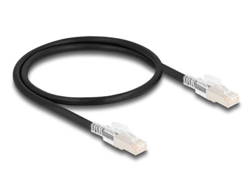 Delock RJ45 hálózati kábel Cat.6A S/FTP biztonsági klipsz csomaggal 0,5 m fekete