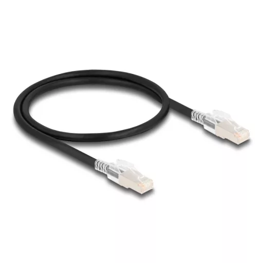 Delock RJ45 hálózati kábel Cat.6A S/FTP biztonsági klipsz csomaggal 0,5 m fekete (80254)