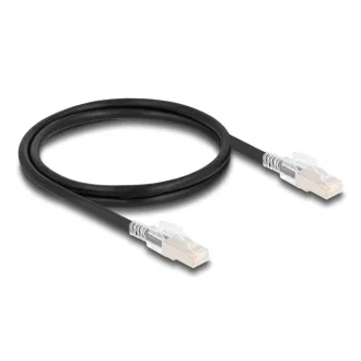   Delock RJ45 hálózati kábel Cat.6A S/FTP biztonsági klipsz csomaggal 1 m fekete (80255)