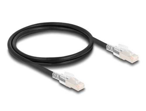 Delock RJ45 hálózati kábel Cat.6A S/FTP biztonsági klipsz csomaggal 1 m fekete