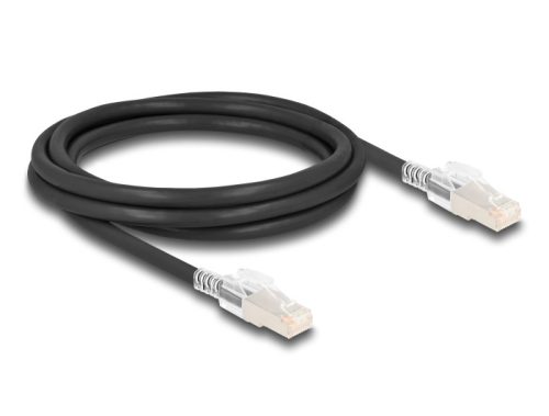 Delock RJ45 hálózati kábel Cat.6A S/FTP biztonsági klipsz csomaggal 2 m fekete (80256)