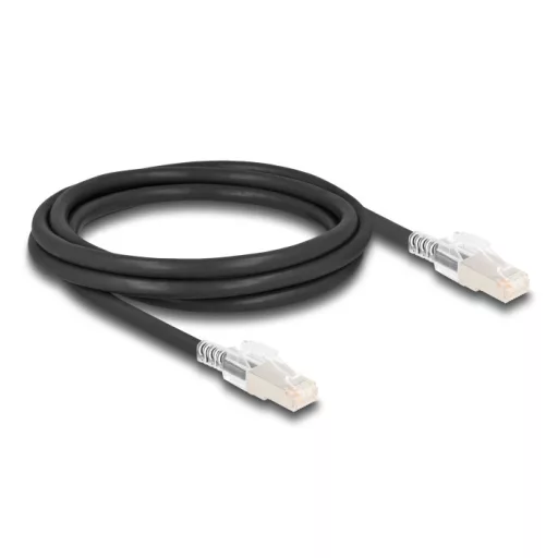 Delock RJ45 hálózati kábel Cat.6A S/FTP biztonsági klipsz csomaggal 2 m fekete (80256)