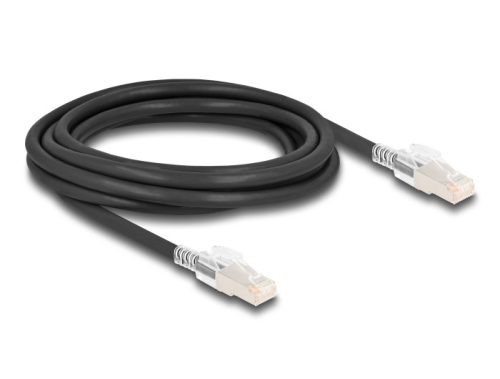 Delock RJ45 hálózati kábel Cat.6A S/FTP biztonsági klipsz csomaggal 3 m fekete