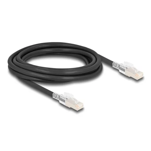 Delock RJ45 hálózati kábel Cat.6A S/FTP biztonsági klipsz csomaggal 3 m fekete (80257)