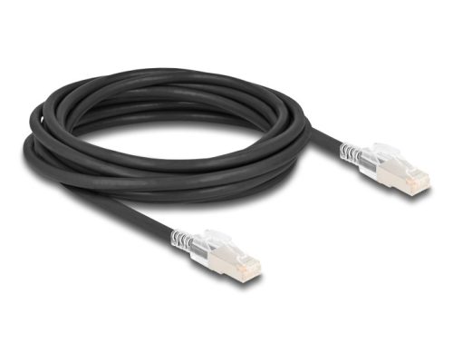 Delock RJ45 hálózati kábel Cat.6A S/FTP biztonsági klipsz csomaggal 5 m fekete