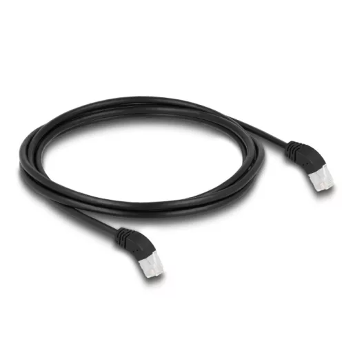 Delock RJ45 hálózati kábel Cat.6A S/FTP 45  fokban felfelé hajló 2 m fekete (80270)