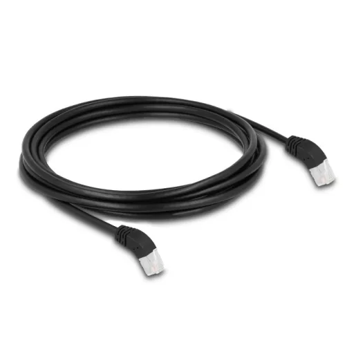 Delock RJ45 hálózati kábel Cat.6A S/FTP 45  fokban felfelé hajló 3 m fekete (80271)