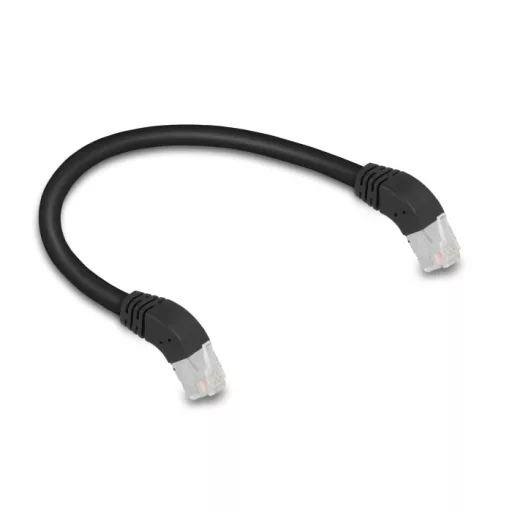 Delock RJ45 hálózati kábel Cat.6A S/FTP 45  fokban lefelé hajló 0,25 m fekete (80273)