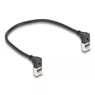   Delock RJ45 hálózati kábel Cat.6A S/FTP vékony 90  fokban felfelé / felfelé hajló 0,25 m fekete (80279)