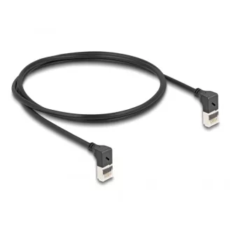   Delock RJ45 hálózati kábel Cat.6A S/FTP vékony 90  fokban felfelé / felfelé hajló 1 m fekete (80281)