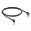 Delock RJ45 hálózati kábel Cat.6A S/FTP vékony 90  fokban felfelé / felfelé hajló 1 m fekete (80281)