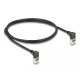 Delock RJ45 hálózati kábel Cat.6A S/FTP vékony 90  fokban felfelé / felfelé hajló 1 m fekete (80281)