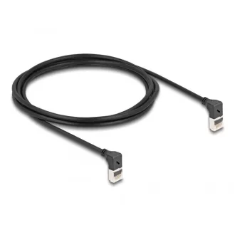   Delock RJ45 hálózati kábel Cat.6A S/FTP vékony 90  fokban felfelé / felfelé hajló 2 m fekete (80282)
