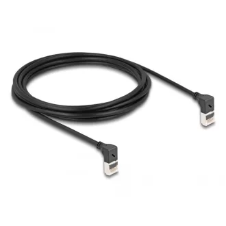   Delock RJ45 hálózati kábel Cat.6A S/FTP vékony 90  fokban felfelé / felfelé hajló 3 m fekete (80283)