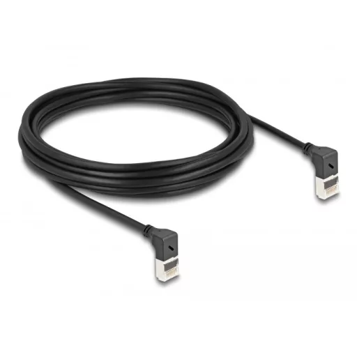 Delock RJ45 hálózati kábel Cat.6A S/FTP vékony 90  fokban felfelé / felfelé hajló 5 m fekete (80284)