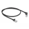 Delock RJ45 hálózati kábel Cat.6A S/FTP vékony 90  fokban felfelé hajló / egyenes 0,5 m fekete (80286)