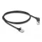Delock RJ45 hálózati kábel Cat.6A S/FTP vékony 90  fokban felfelé hajló / egyenes 1 m fekete (80287)