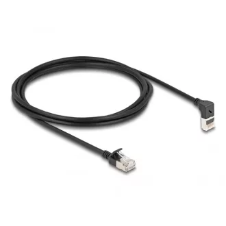  Delock RJ45 hálózati kábel Cat.6A S/FTP vékony 90  fokban felfelé hajló / egyenes 2 m fekete (80288)