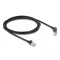 Delock RJ45 hálózati kábel Cat.6A S/FTP vékony 90  fokban felfelé hajló / egyenes 2 m fekete (80288)