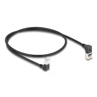   Delock RJ45 hálózati kábel Cat.6A S/FTP vékony 90  fokban felfelé / lefelé hajló 0,5 m fekete (80292)