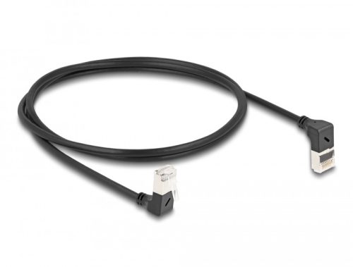 Delock RJ45 hálózati kábel Cat.6A S/FTP vékony 90  fokban felfelé / lefelé hajló 1 m fekete (80293)