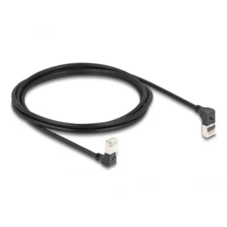   Delock RJ45 hálózati kábel Cat.6A S/FTP vékony 90  fokban felfelé / lefelé hajló 2 m fekete (80294)