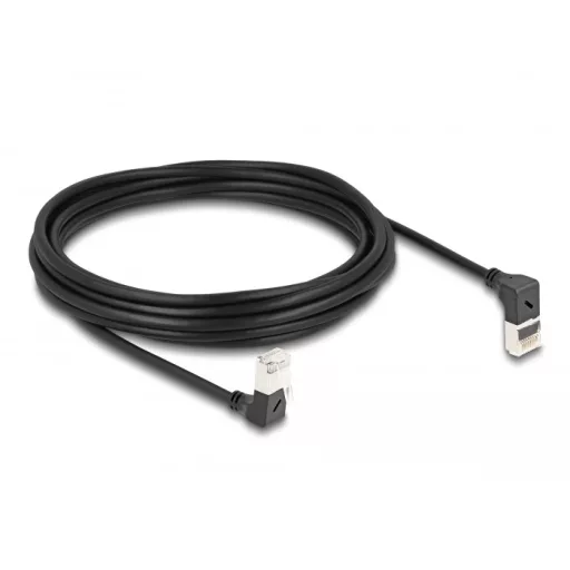 Delock RJ45 hálózati kábel Cat.6A S/FTP vékony 90  fokban felfelé / lefelé hajló 5 m fekete (80296)