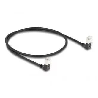   Delock RJ45 hálózati kábel Cat.6A S/FTP vékony 90  fokban lefelé / lefelé hajló 0,5 m fekete (80298)