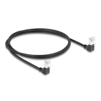   Delock RJ45 hálózati kábel Cat.6A S/FTP vékony 90  fokban lefelé / lefelé hajló 1 m fekete (80299)