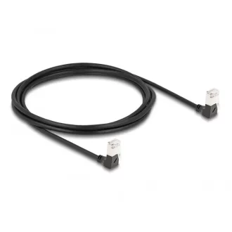   Delock RJ45 hálózati kábel Cat.6A S/FTP vékony 90  fokban lefelé / lefelé hajló 2 m fekete (80300)