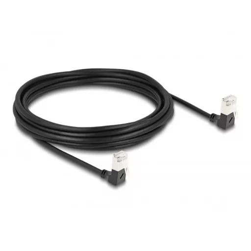 Delock RJ45 hálózati kábel Cat.6A S/FTP vékony 90  fokban lefelé / lefelé hajló 5 m fekete (80302)