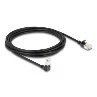   Delock RJ45 hálózati kábel Cat.6A S/FTP vékony 90  fokban lefelé hajló / egyenes 3 m fekete (80307)