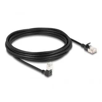   Delock RJ45 hálózati kábel Cat.6A S/FTP vékony 90  fokban lefelé hajló / egyenes 5 m fekete (80308)