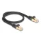 Delock RJ45 hálózati kábel fonott borítással Cat.6A S/FTP apa - apa 0,5 m fekete (80316)