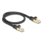 Delock RJ45 hálózati kábel fonott borítással Cat.6A S/FTP apa - apa 0,5 m fekete (80316)