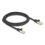 Delock RJ45 hálózati kábel fonott borítással Cat.6A S/FTP apa - apa 2 m fekete (80318)