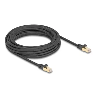   Delock RJ45 hálózati kábel fonott borítással Cat.6A S/FTP apa - apa 7,5 m fekete (80321)