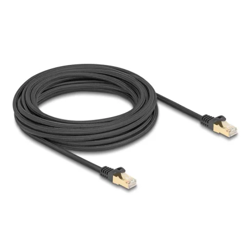 Delock RJ45 hálózati kábel fonott borítással Cat.6A S/FTP apa - apa 7,5 m fekete (80321)