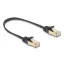 Delock RJ45 lapos hálózati kábel fonott borítással Cat.6A U/FTP apa - apa 0,25 m fekete (80323)